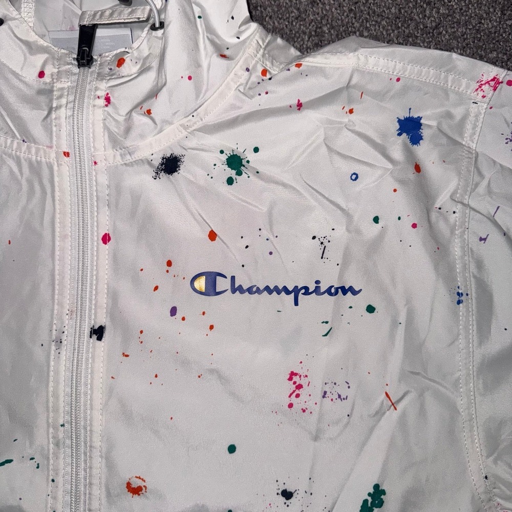 Champion Women's White Splash Tie-Dye Paint Splatter Pullover Windbreaker - XS - Picture 2 of 11